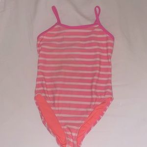 Surprise! Old Navy pink striped swimsuit, S with free swim shoes and cover up